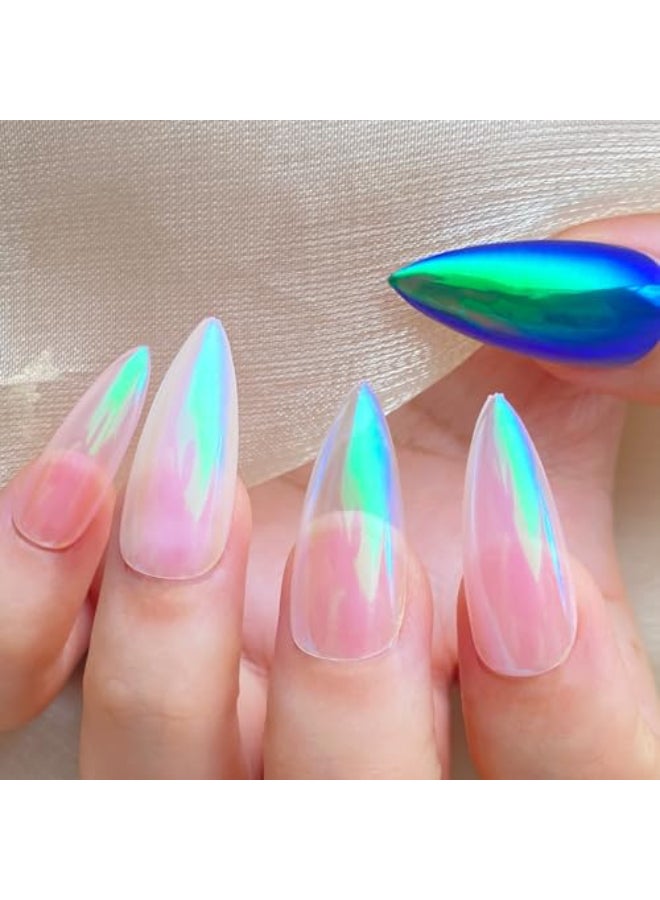 FNNZ Unicorn Chrome Nail Powder Aurora Unichrome Mermaid Aurora Pigment Pearlescent Nail Art Glitter Dust Decoration for Home DIY Salon Manicure Ocean Glimmer - Image 3