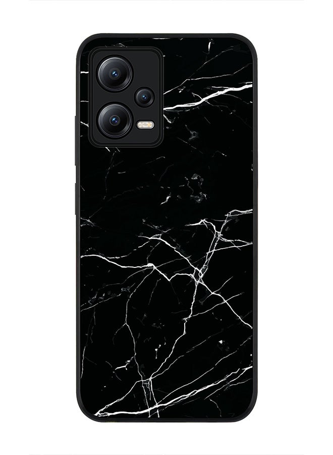 Stylizedd Rugged Black edge case for Poco X5 / Redmi Note 12 5G Slim fit Soft Case Flexible Rubber Edges Anti Drop TPU Gel Thin Cover - Marble Print Black - Image 1