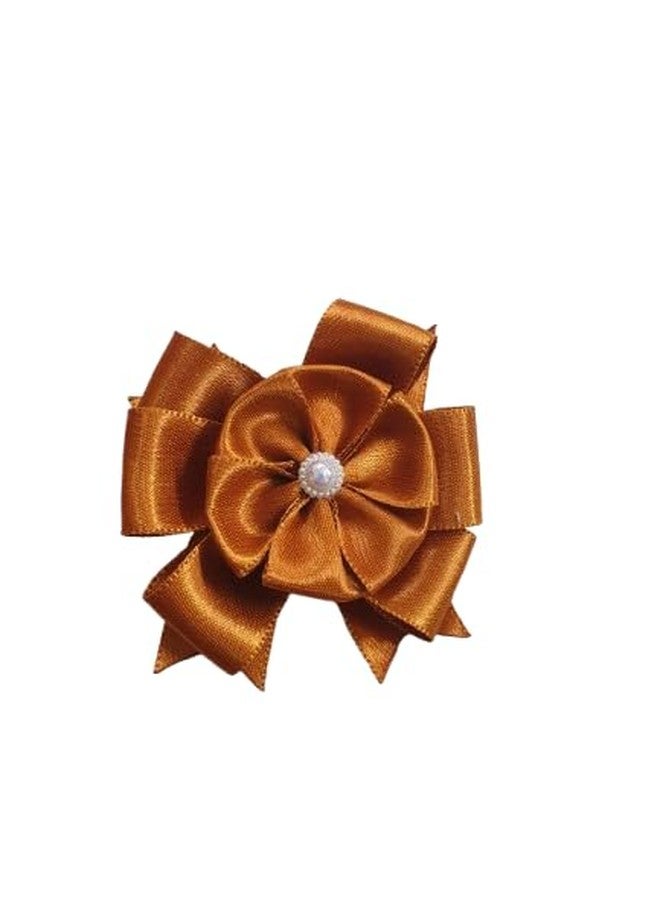 Belleza Crafting with Creativity Rust Brown Flower Bow Hair Clip for Women & Girls FBH2 | Elegant Matte Finish Stylish Hair Accessory | Strong Grip Everyday Hair Claw Clip (Pack of 1) - Image 1