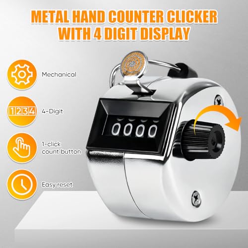 LKbeuuu Metal Handheld Tally Counter, Clicker Counter with 4 Digit Display, Hand Mechanical Counter for Counting, Golf, Baseball, Knitting, Coaching, Fishing and Laps - Image 3