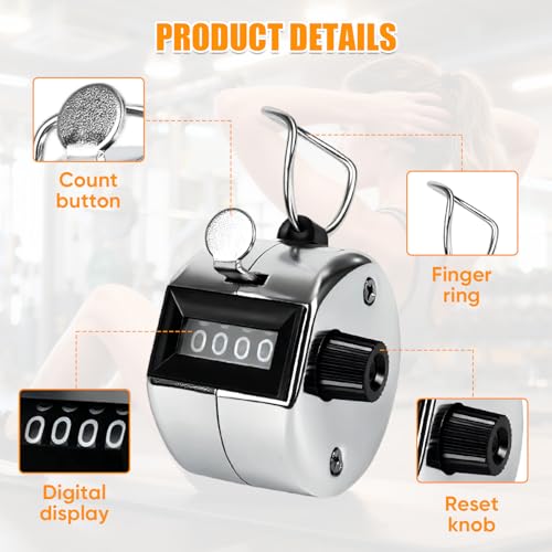 LKbeuuu Metal Handheld Tally Counter, Clicker Counter with 4 Digit Display, Hand Mechanical Counter for Counting, Golf, Baseball, Knitting, Coaching, Fishing and Laps - Image 4