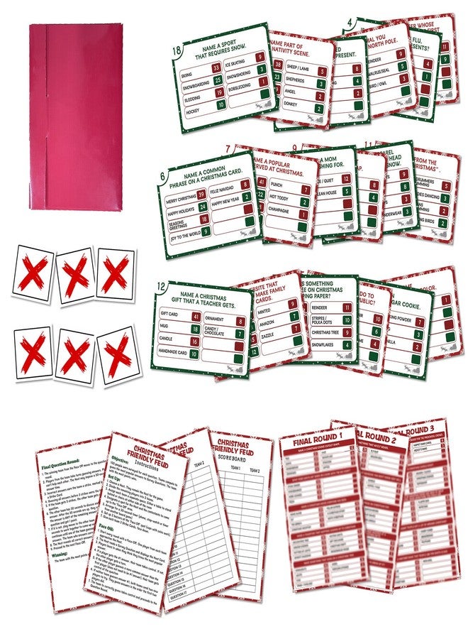 Zmyollo Christmas Friendly Feud Game, Family Friendly Feud Game, Fun Christmas Party Games, Trivia Quiz for Adults Large Group, Family Games Night, Holiday Party Supplies & Activities -A06 - Image 1