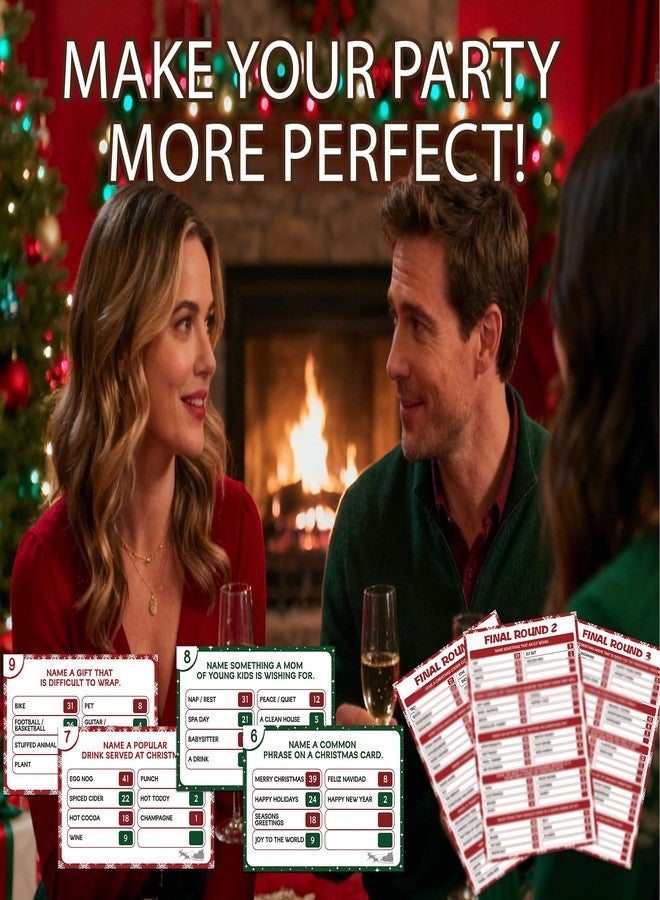 Zmyollo Christmas Friendly Feud Game, Family Friendly Feud Game, Fun Christmas Party Games, Trivia Quiz for Adults Large Group, Family Games Night, Holiday Party Supplies & Activities -A06 - Image 4