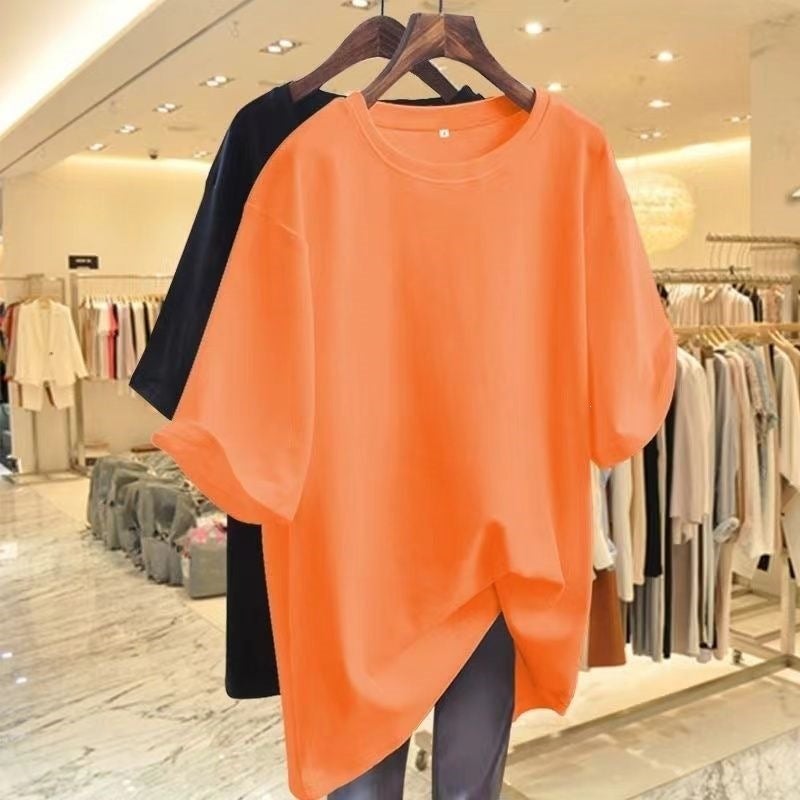 Pure Cotton 18-Color Short-Sleeve T-Shirt, Plain Loose Mid-Length Style, 2026 New Half-Sleeve Top, Loose Mid-Length Style - Image 1