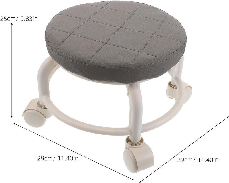 GALPADA Low Rolling Stool with Swivel Wheels - Modern PU Leather Low Foot Rest 10" High - Heavy Duty Wheeled Stool for Salon Spa Home Office Shop Mechanic or Fitness Use - Image 5