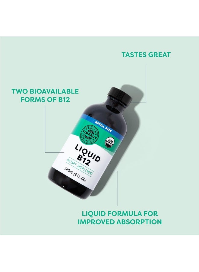 Vimergy - Vimergy Liquid B12 Refill – Fast-Absorbing Brain Support – Energy Support Supplement – USDA Certified Organic, Vegan, Non-GMO – 240 Servings (240 mL) - Image 1