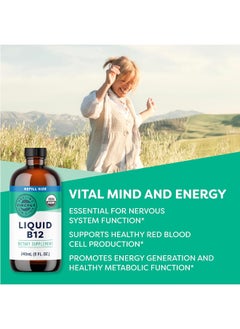Vimergy Vimergy Liquid B12 Refill – Fast-Absorbing Brain Support – Energy Support Supplement – USDA Certified Organic, Vegan, Non-GMO – 240 Servings (240 mL)  - Image 3