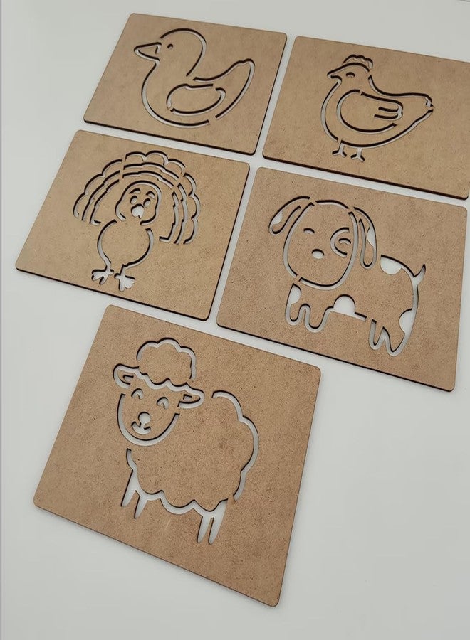 Cliths Montessori Farm Animals Stencils - Educational Wood Handwriting Set for Kids - Develop Fine Motor Skills & Learn Animal Shapes - 14 Pieces" - Image 3