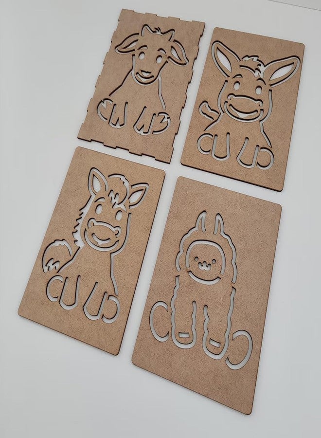 Cliths Montessori Farm Animals Stencils - Educational Wood Handwriting Set for Kids - Develop Fine Motor Skills & Learn Animal Shapes - 14 Pieces" - Image 5