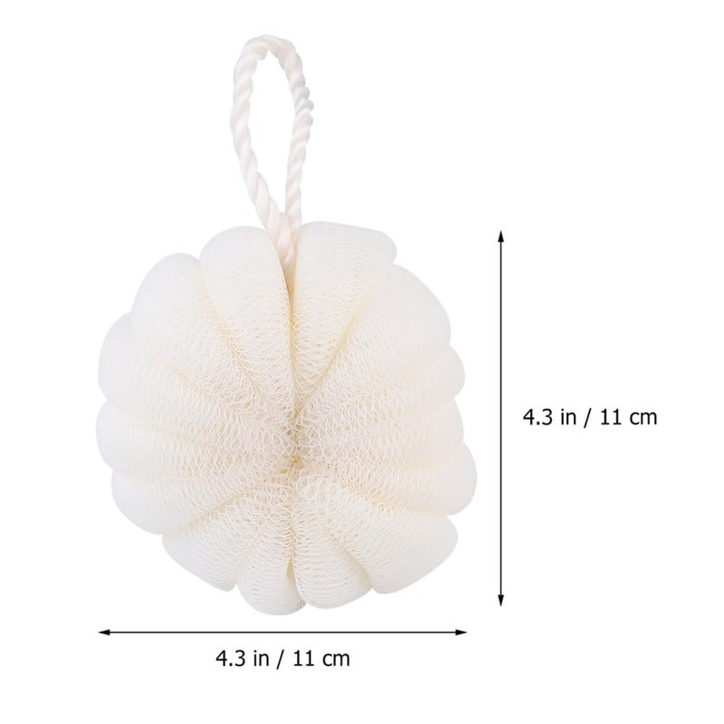 Petal Shaped Bath Scrubber Ball 2 Pack Large Exfoliating Mesh Loofah Beige - Image 3