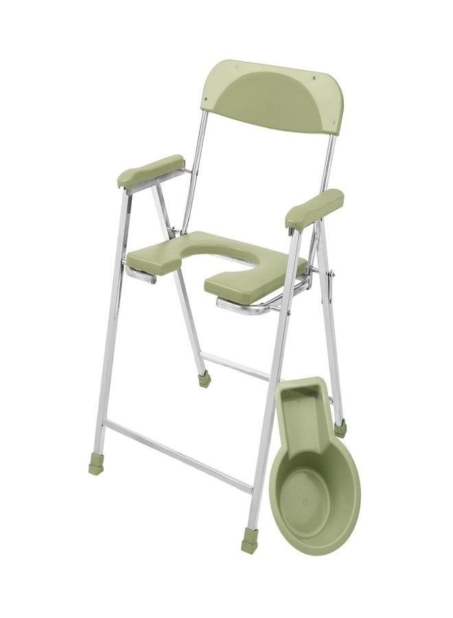 NEOSAFE Premium Folding Stainless Steel Shower Bathing Room Commode Stool Indian Toilet Seat for Elderly Disabled Men and Pregant Women Support (Light Green) - Image 1