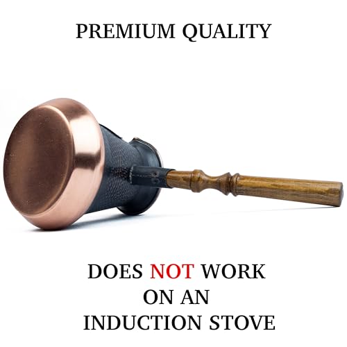 HandCraftoria Handmade Armenian Coffee Pot Maker (7.6 Fl Oz) Copper Jazva Ararat Turkish Arabic Greek Cezve Jezve Ibrik Turka Jazzve Jazve Wooden Handle (7.6 Fl Oz (225ml)) - Image 5