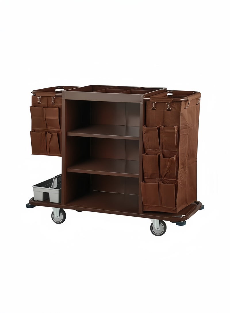 Generic Stainless Steel Guest Room Service Cart Hotel Supplies Multifunctional Cleaning Cart Restaurant Linen Cart  - Image 3