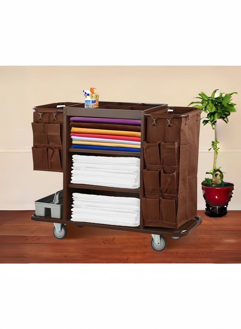 Generic Stainless Steel Guest Room Service Cart Hotel Supplies Multifunctional Cleaning Cart Restaurant Linen Cart  - Image 2