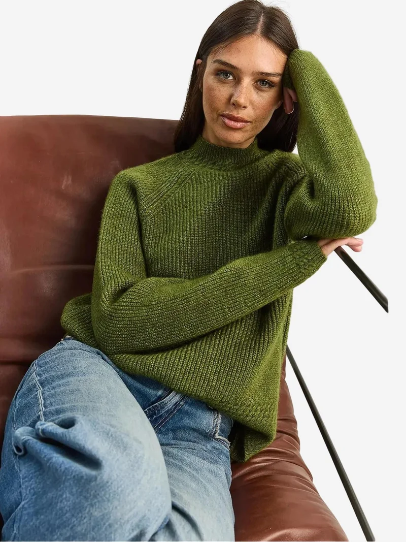 LUCCI Oversized Crew Neck Knit Sweater