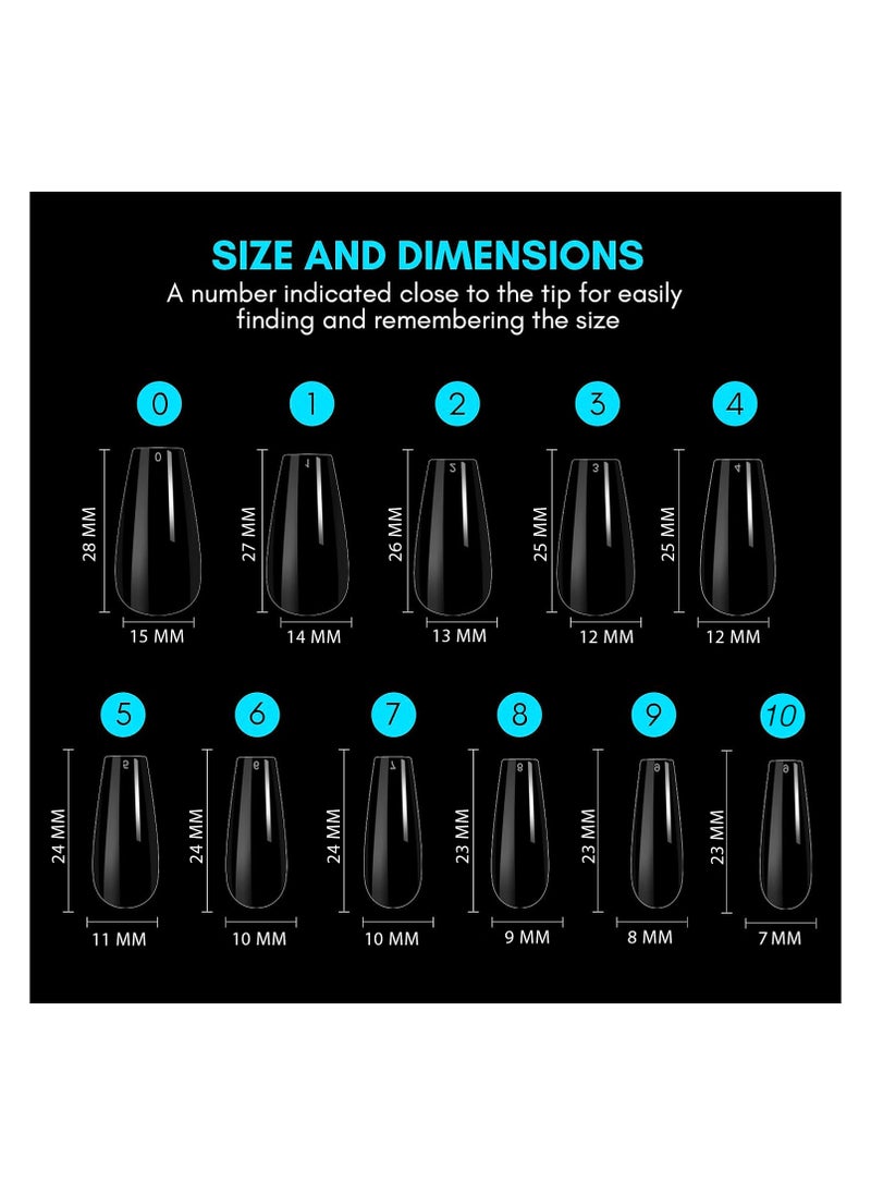 brunson Soft Gel Tips Medium Coffin Full Glossy Thin Curved Clear Nail Tips  - Image 5