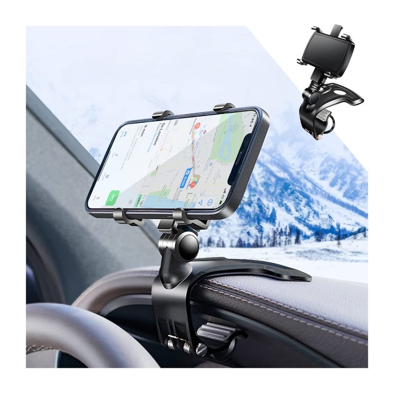 zipelo Car Phone Mount, ABS Cell Phone Holder for Car, 1400 Degree Rotation Dashboard Cell Phone Holder, Mobile Clip Stand for 3 to 7 inches Smartphones, Auto Phone Holder Mount for All Smartphone - Image 1