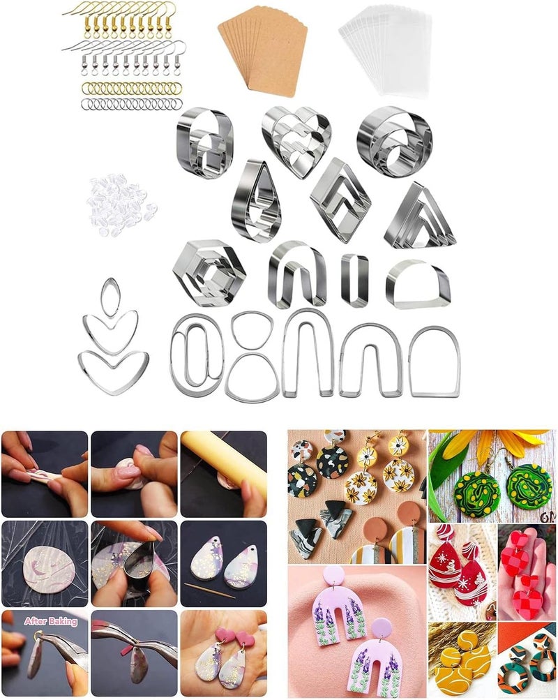 كلاراكو قواطع طين بوليمر من الفولاذ المقاوم للصدأ، قواطع طين لصنع الأقراط والقلائد، 133 قطعة - Image 4