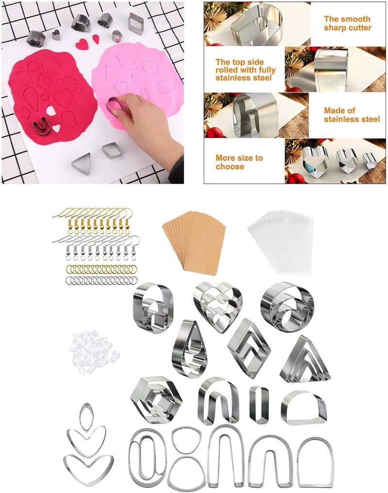 كلاراكو قواطع طين بوليمر من الفولاذ المقاوم للصدأ، قواطع طين لصنع الأقراط والقلائد، 133 قطعة - Image 2