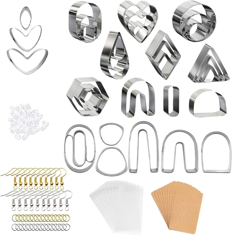 كلاراكو قواطع طين بوليمر من الفولاذ المقاوم للصدأ، قواطع طين لصنع الأقراط والقلائد، 133 قطعة - Image 1