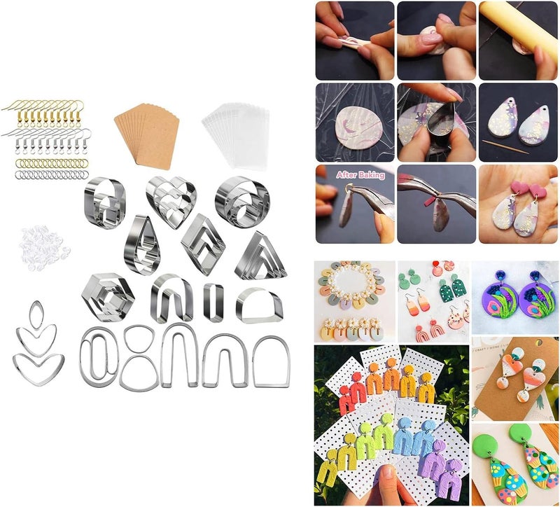 كلاراكو قواطع طين بوليمر من الفولاذ المقاوم للصدأ، قواطع طين لصنع الأقراط والقلائد، 133 قطعة - Image 5