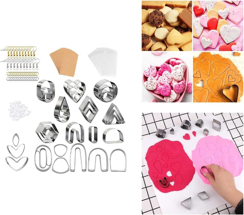 كلاراكو قواطع طين بوليمر من الفولاذ المقاوم للصدأ، قواطع طين لصنع الأقراط والقلائد، 133 قطعة - Image 3