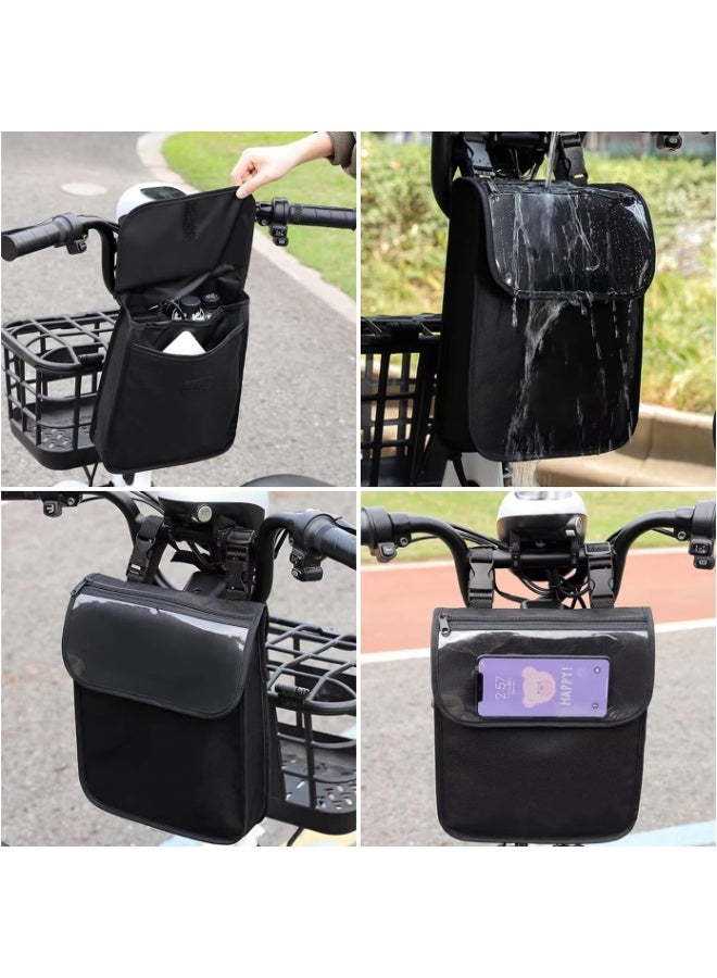 لاكام Electric Scooter Bag, Pouch Handlebar Storage with Waterproof Phone Holder Pocket, Front Hanging Bags Organizer for Bike Handle Bar, eBike, Motorcycle, Bicycle Escooter, Large Capacity (Black) - Image 4