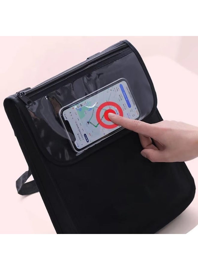 لاكام Electric Scooter Bag, Pouch Handlebar Storage with Waterproof Phone Holder Pocket, Front Hanging Bags Organizer for Bike Handle Bar, eBike, Motorcycle, Bicycle Escooter, Large Capacity (Black) - Image 2