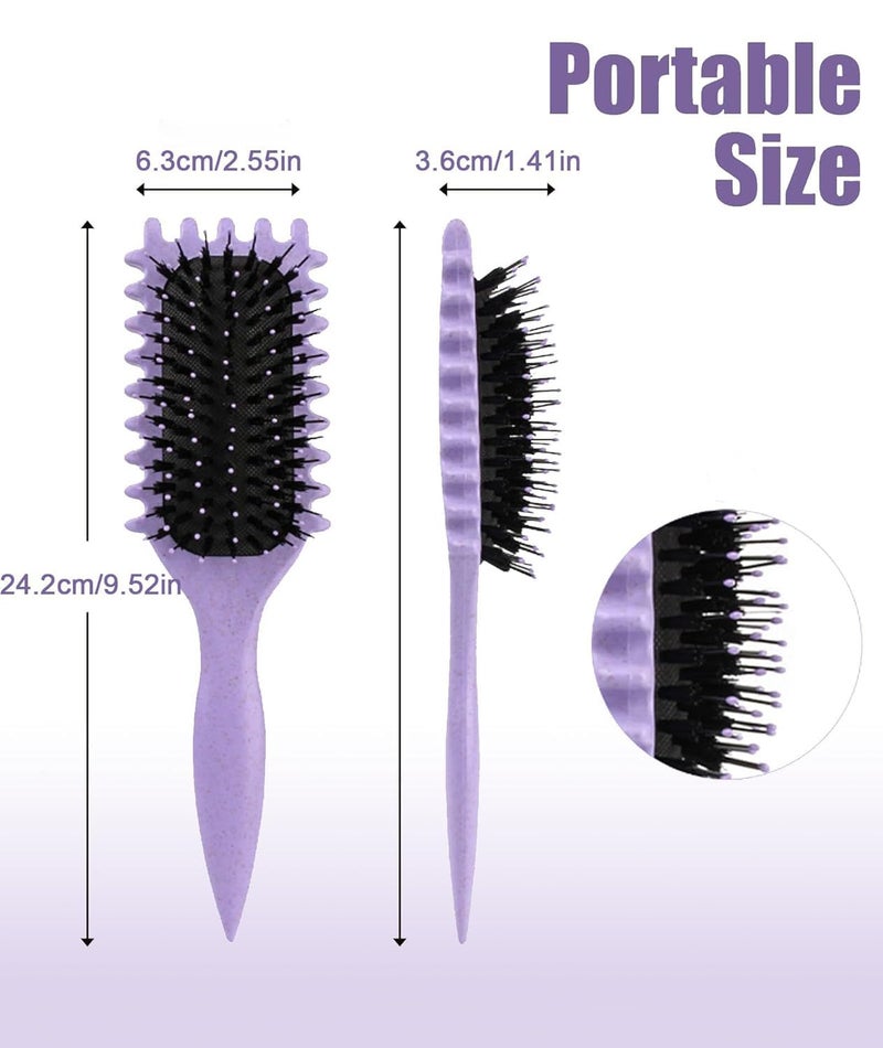 Jiffix Curly Hair Brush – Curl Defining & Detangling Brush for Women & Men – Boar Bristle Styling Brush for Shaping, Combing & Enhancing Natural Curls – Suitable for All Hair Types (Purple) - Image 2