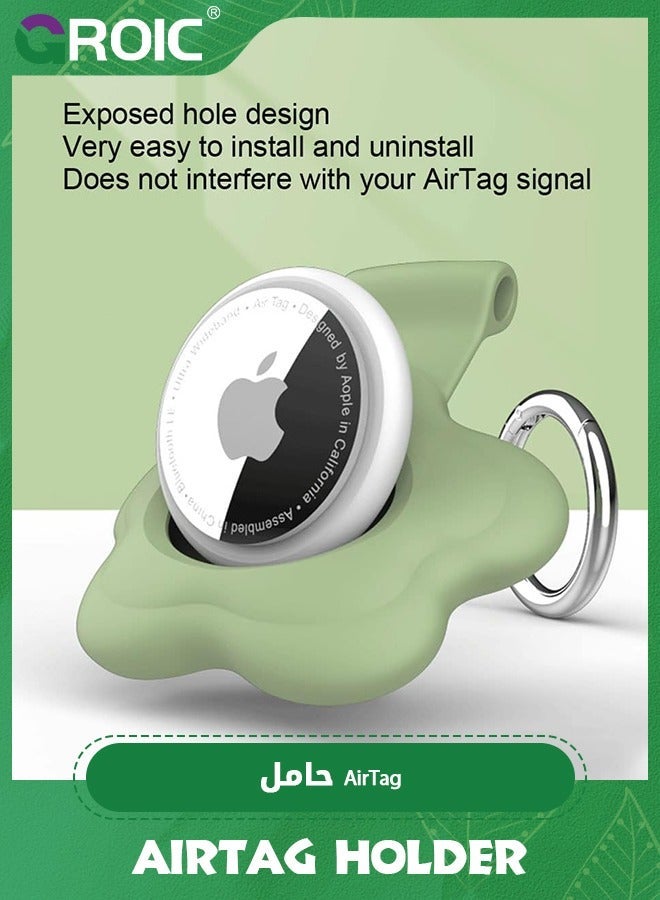 GROIC 4 Pack Holder Case for AirTag Tracker with Keychain Flower Silicone Protective Cover Loop Key Ring Kids Pets Wallet Backpacks Luggage - Image 4