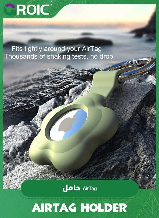 GROIC 4 Pack Holder Case for AirTag Tracker with Keychain Flower Silicone Protective Cover Loop Key Ring Kids Pets Wallet Backpacks Luggage - Image 2