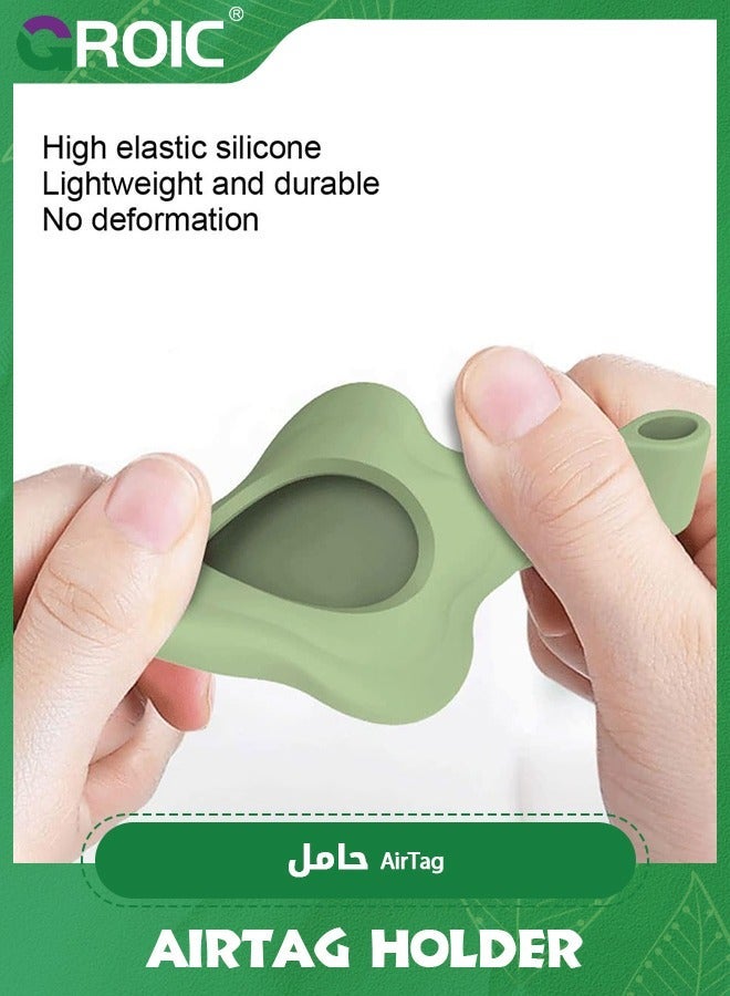 GROIC 4 Pack Holder Case for AirTag Tracker with Keychain Flower Silicone Protective Cover Loop Key Ring Kids Pets Wallet Backpacks Luggage - Image 3