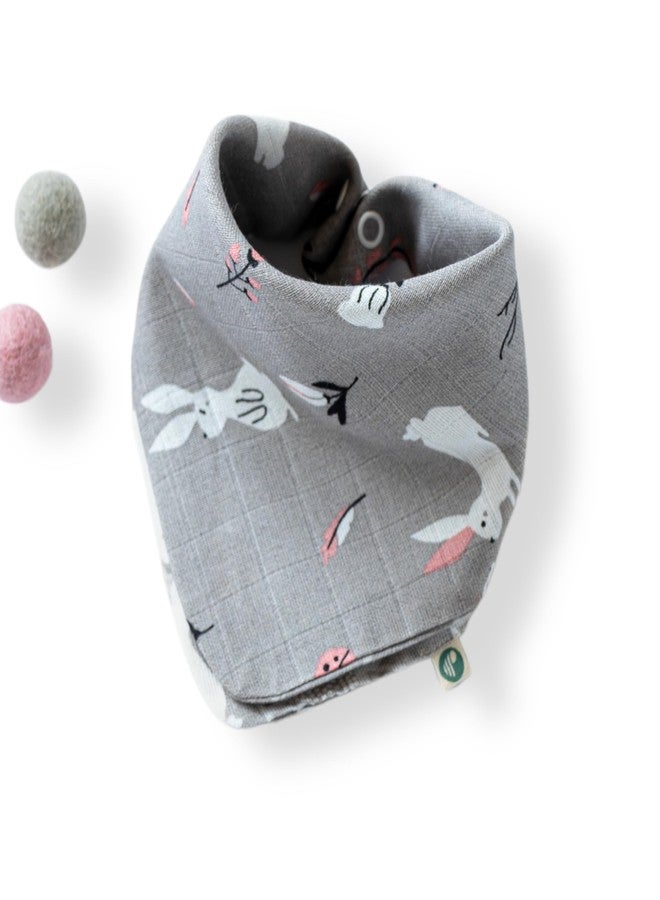 Cocoon Care Unisex Bamboo Muslin Grey double sided 2 in 1 Bib and Wash Cloth for Baby - Image 1