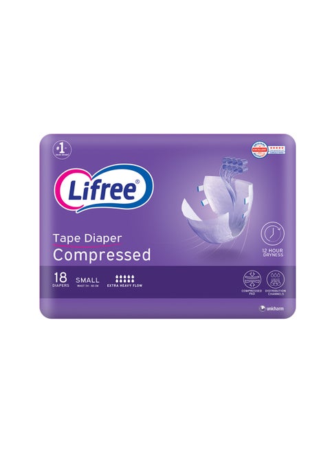 Tape Compressed Adult Diapers Small Regular Pack 18 Pcs