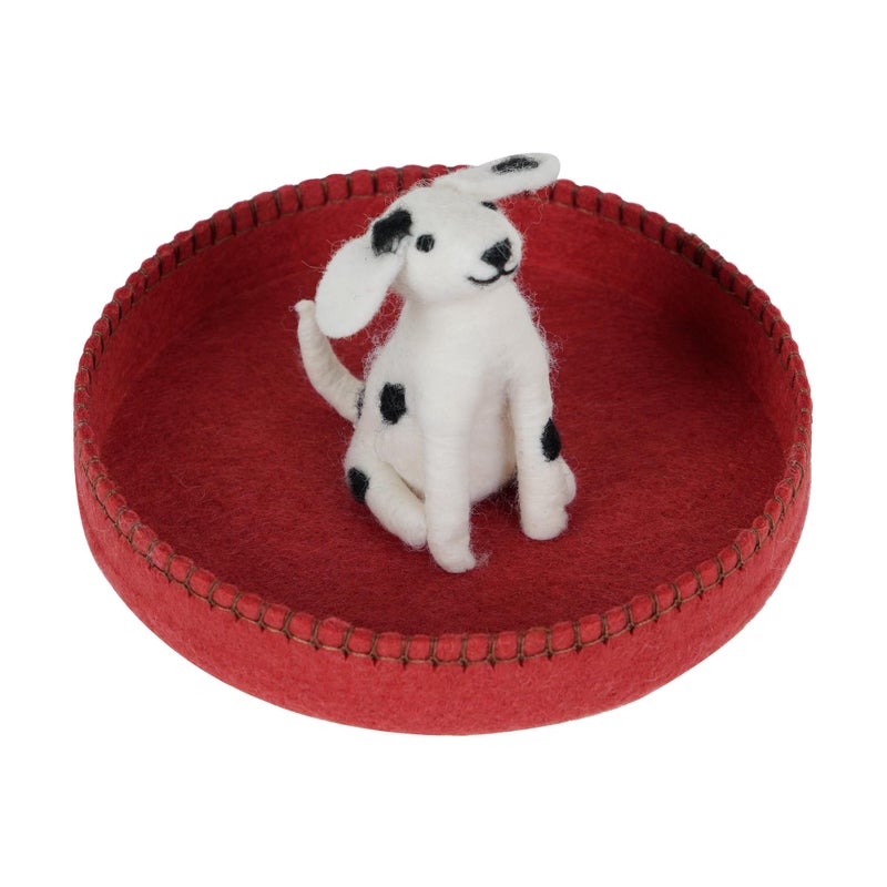 SOFFEE DESIGN Felt Dog Tray, Multi-Use Organizer for Jewelry/Watches/Keys, Non-Slip Bathroom Counter & Entryway Decor, Puppy Bowl Desktop Pet Lover Gift - Image 1