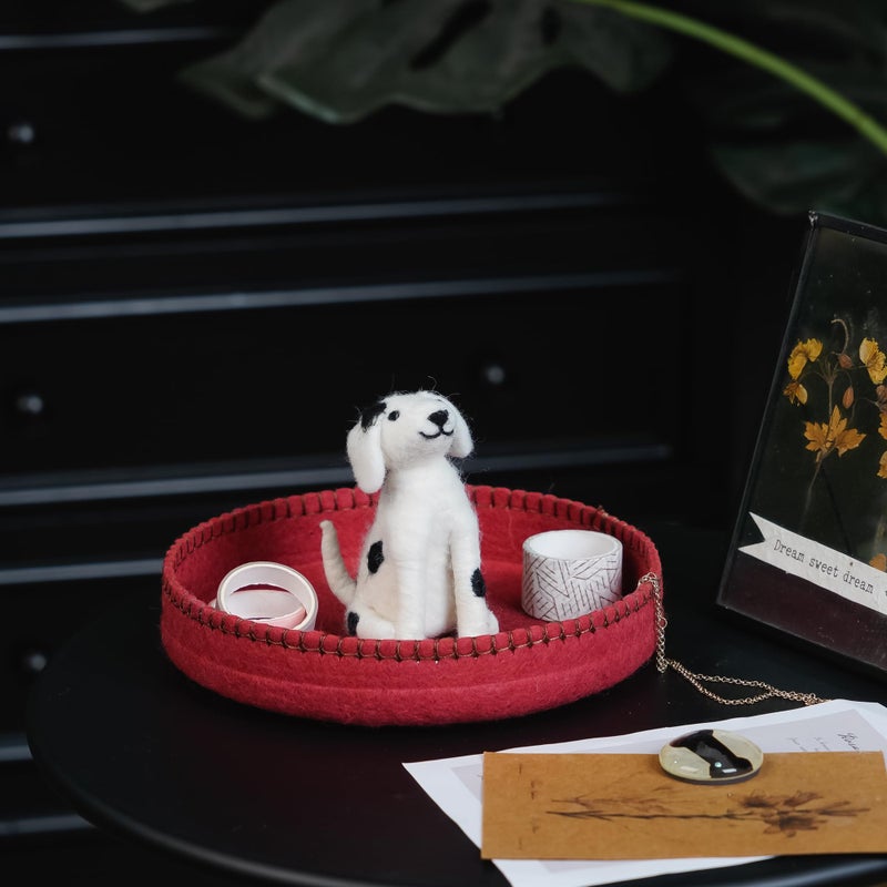 SOFFEE DESIGN Felt Dog Tray, Multi-Use Organizer for Jewelry/Watches/Keys, Non-Slip Bathroom Counter & Entryway Decor, Puppy Bowl Desktop Pet Lover Gift - Image 4