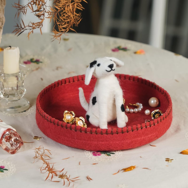 SOFFEE DESIGN Felt Dog Tray, Multi-Use Organizer for Jewelry/Watches/Keys, Non-Slip Bathroom Counter & Entryway Decor, Puppy Bowl Desktop Pet Lover Gift - Image 2