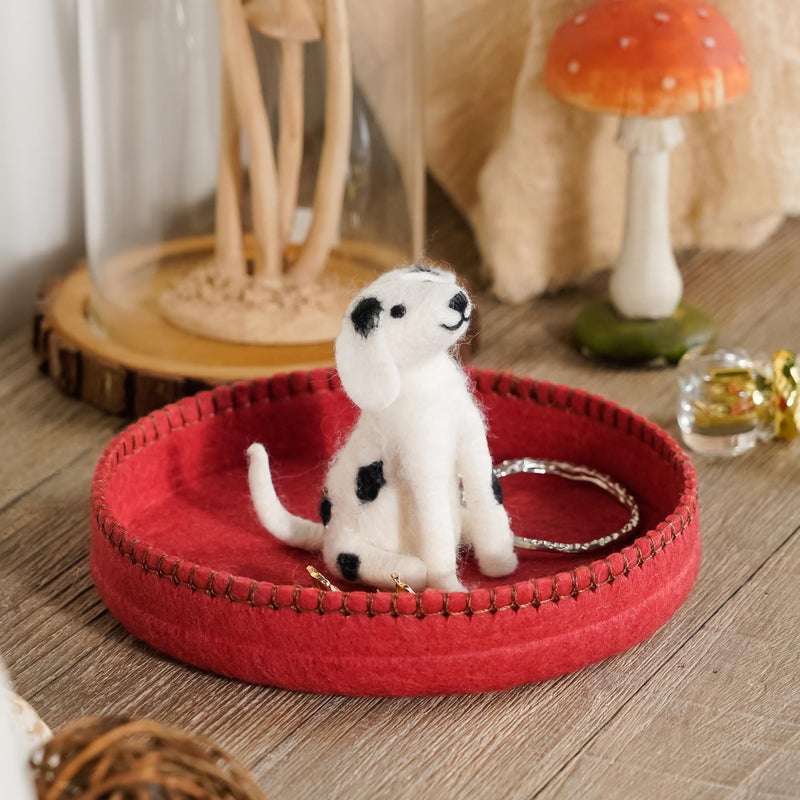 SOFFEE DESIGN Felt Dog Tray, Multi-Use Organizer for Jewelry/Watches/Keys, Non-Slip Bathroom Counter & Entryway Decor, Puppy Bowl Desktop Pet Lover Gift - Image 3