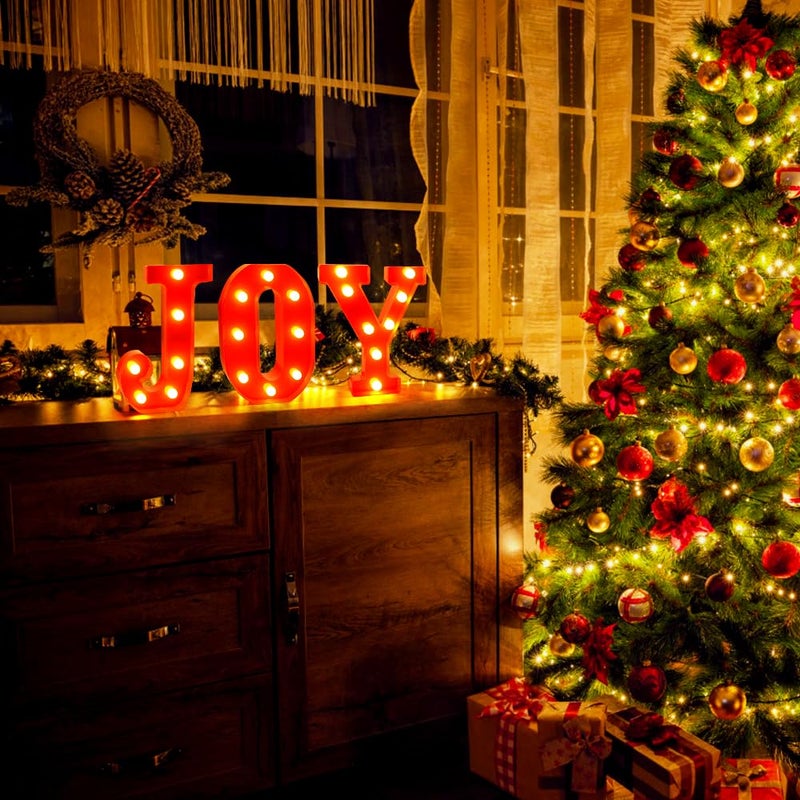 Ximishop Christmas Decore-Christmas Decorations Indoor-3 LED MARQUEEE LIGHT UP LETTERS SCIP JOY ARVISE LIGHTS FOR XMAS Home Kitchen Fireplace Tabletop Party Decoration - Image 4