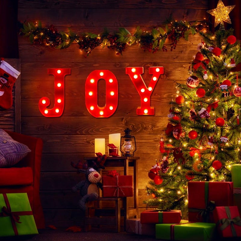 Ximishop Christmas Decore-Christmas Decorations Indoor-3 LED MARQUEEE LIGHT UP LETTERS SCIP JOY ARVISE LIGHTS FOR XMAS Home Kitchen Fireplace Tabletop Party Decoration - Image 5