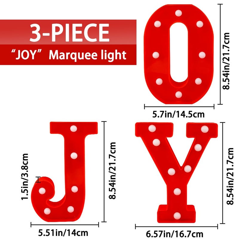 Ximishop Christmas Decore-Christmas Decorations Indoor-3 LED MARQUEEE LIGHT UP LETTERS SCIP JOY ARVISE LIGHTS FOR XMAS Home Kitchen Fireplace Tabletop Party Decoration - Image 3