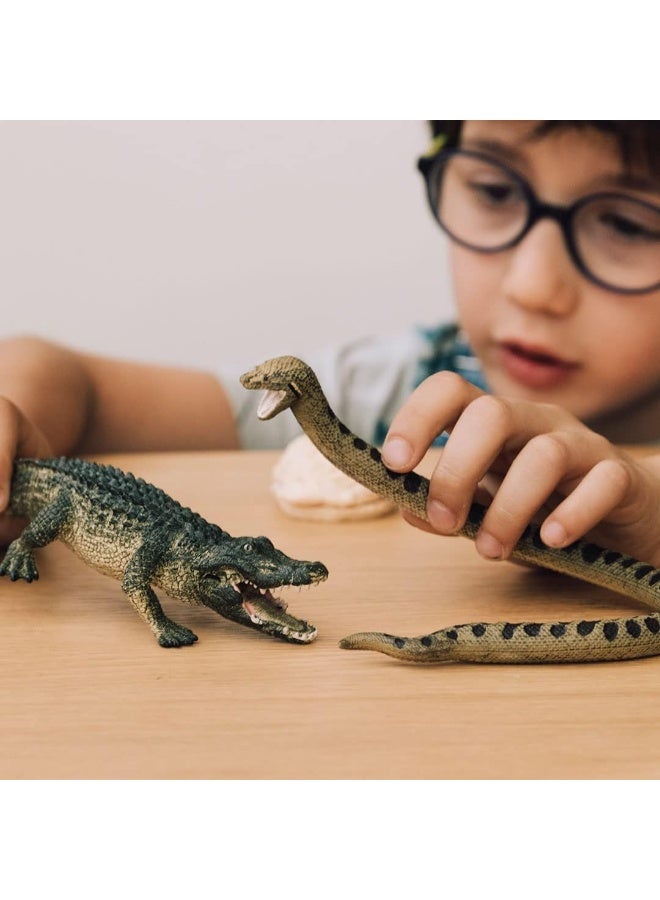 Schleich مجموعة ألعاب الحيوانات البرية من شلايش - 5 قطع للأطفال من عمر 3 سنوات فما فوق، خطر في المستنقع مع تمساح وثعبان - Image 4
