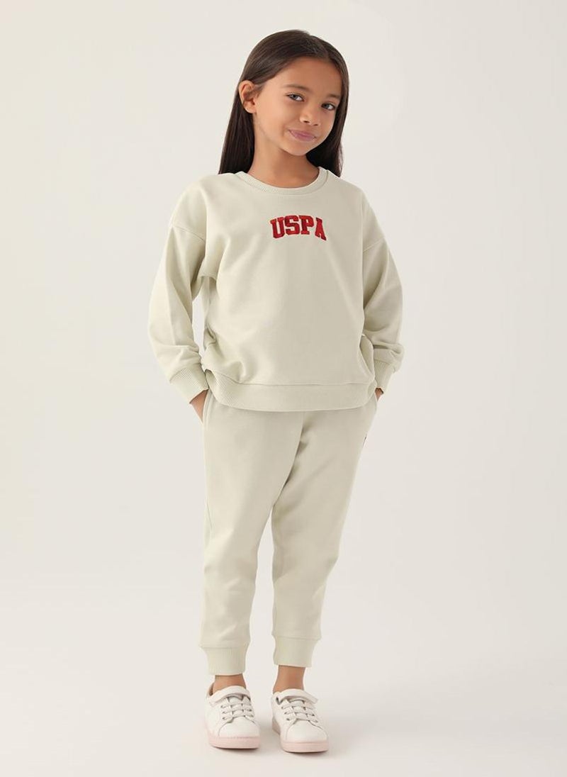 U.S. Polo Assn. U.S. Polo Assn. Girls Beige Tracksuit Set  - Image 1