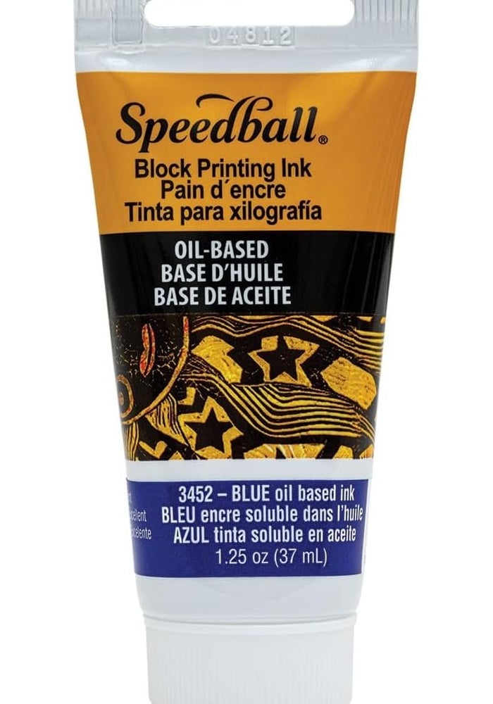 Speedball Oil-Based Block Printing Ink, 1.25-Ounce Tube, Blue for Professional and Permanent Prints - Image 1
