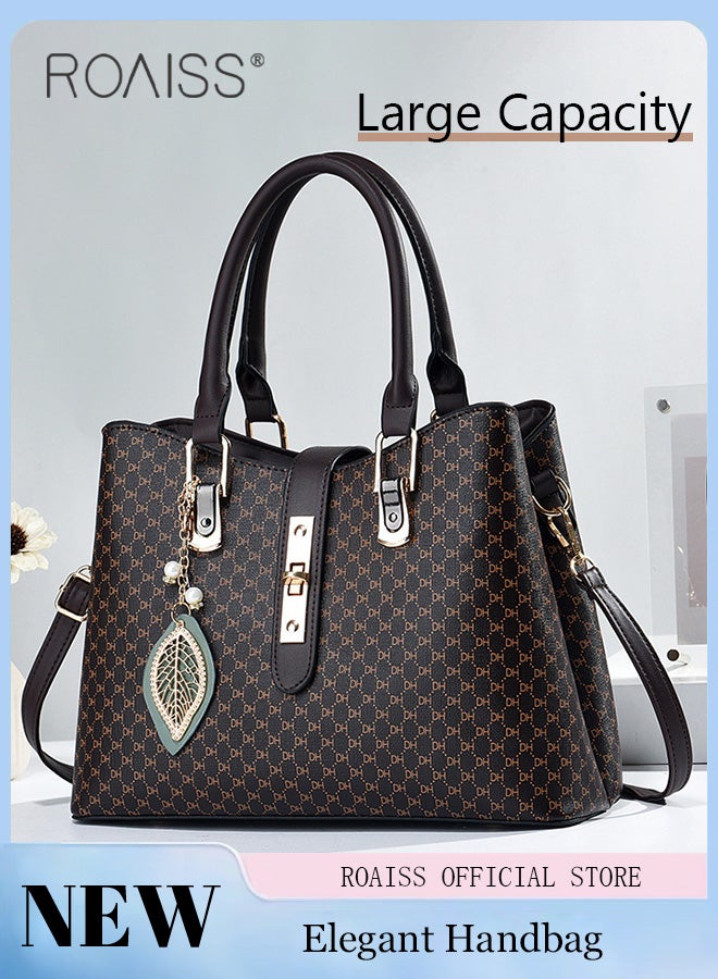 roaiss Women Stylish Retro Tote Handbag with Exquisite Pendant, Large Capacity Shoulder Bag with Adjustable Strap and Zip Closure, Elegant Chic Crossbody Bag for Ladies, Ideal for Dating, Shopping and Everyday Use - Image 1