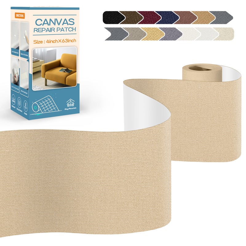 KING MOUNTAIN Canvas Repair TapeOutdoor Gear Patch 463 InchesWaterproofSelfAdhesive for Repairing Boat CoversSun ShadesSofasTentsLounge ChairsAwnings Khaki