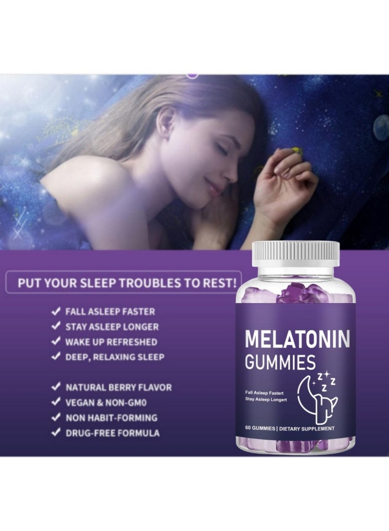 Melatonin 210 mg Fast Dissolve 60 Gummies Nighttime Sleep Aid Natural Berry Flavor Vegetarian, Non-GMO, Gluten Free, (New Packaging - Packaging Upgrade)