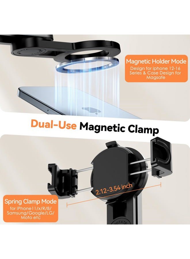 CloudValley Upgraded Magnetic Mini Selfie Stick Tripod with 2 Fill Lights, 4-in-1 Pocket Size Phone Tripod with 360° Rotation, Rechargeable Bluetooth Remote, Foldable Grip for iPhone Vlog Photo Video - Image 5