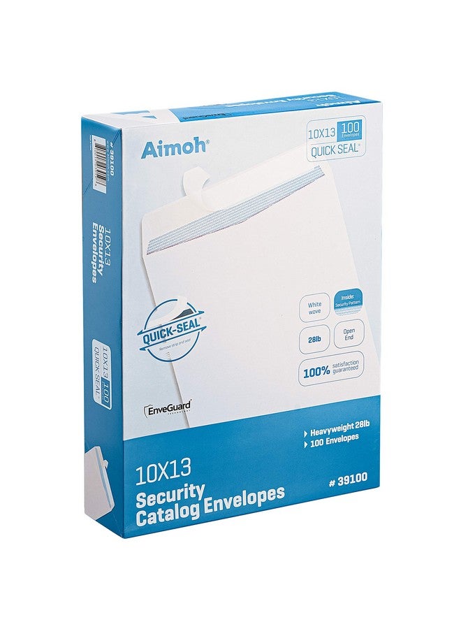 Aimoh 100 10 X 13 Selfseal Security White Catalog Envelopes 28Lb 100 Count Security Tinted Ultra Strong Quickseal 10X13 Inch (39100) - Image 1