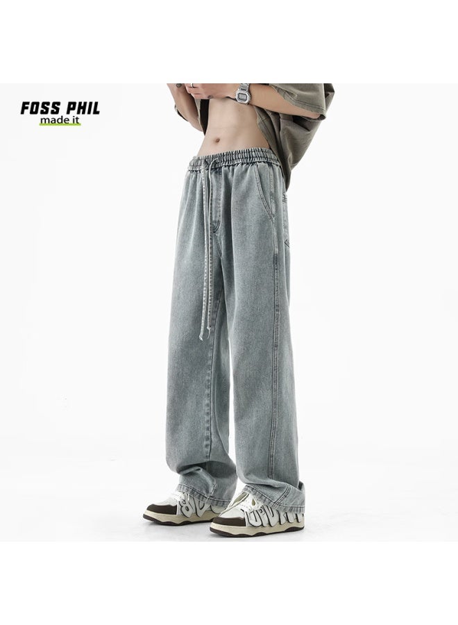 Foss Phil Vintage Jeans For Men, Spring And Summer Casual American High Street Straight Loose Wide-leg Pants, K526 Nostalgic Blue, 2XL - Image 5
